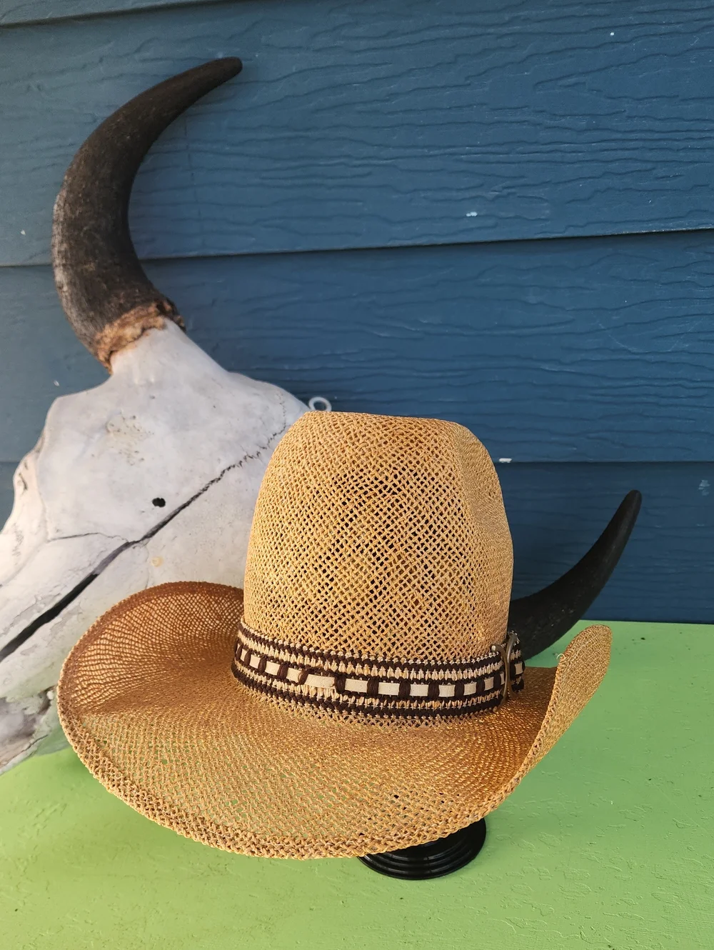 Vintage Bailey New West U-Rollit Straw Cowboy Hat Western Size 7 1/4